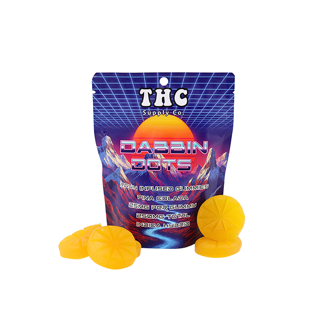 *THCSC Dabbin Dots Rosin Gummy 25mg D9 10pk / Indica Hybrid / Skywalker OG Pina Colada